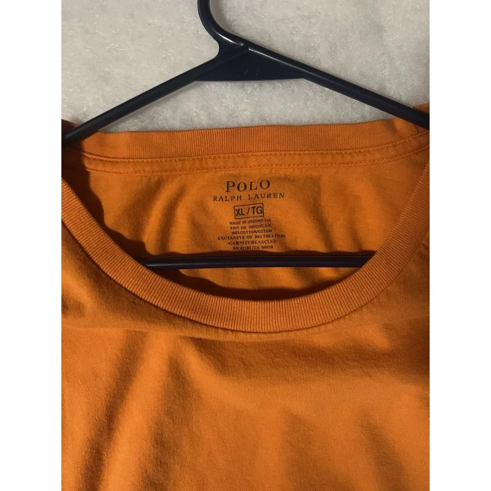 Polo Ralph Lauren Short Sleeve Shirt Size XL Orange 100% Cotton Crew Neck